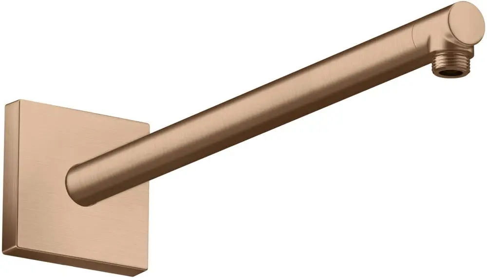 Brausearm aus gebürstetem Rotgold, rechteckig, montiert an einer flachen Wandfläche. Produkt von AXOR, geeignet für Duschinstallationen.